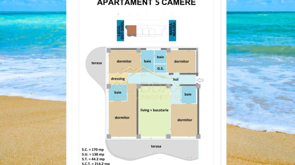 Apartament LUX**5 Camere**Prima linie la MARE**Complex cu piscina//MAMAIA - Poză 22