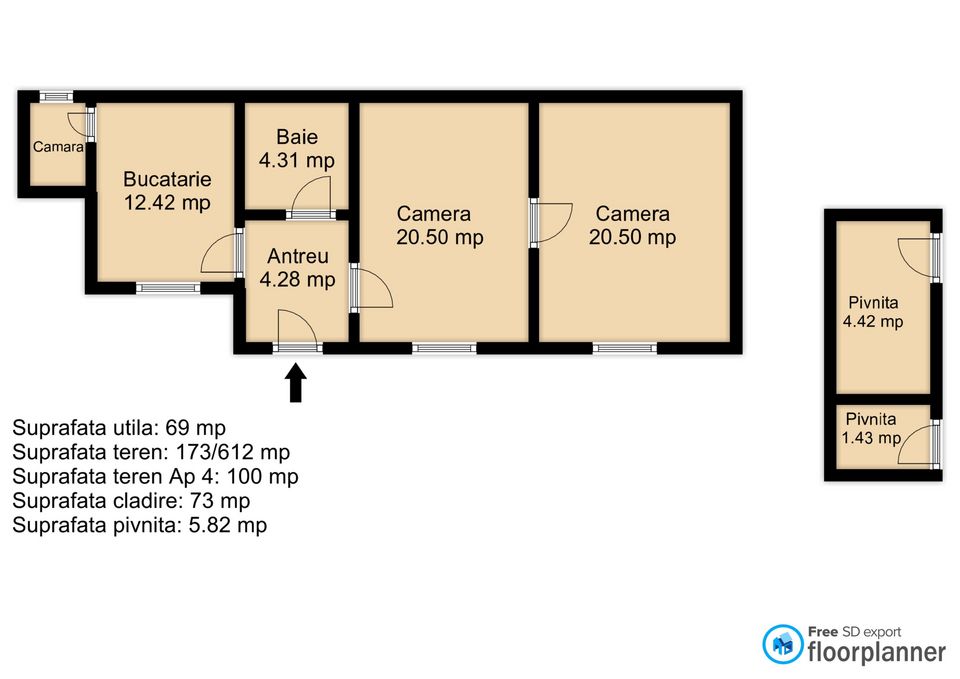 0 % comision ! Casa cu 2 camere 69 mp, strada Somesului - Poză 3