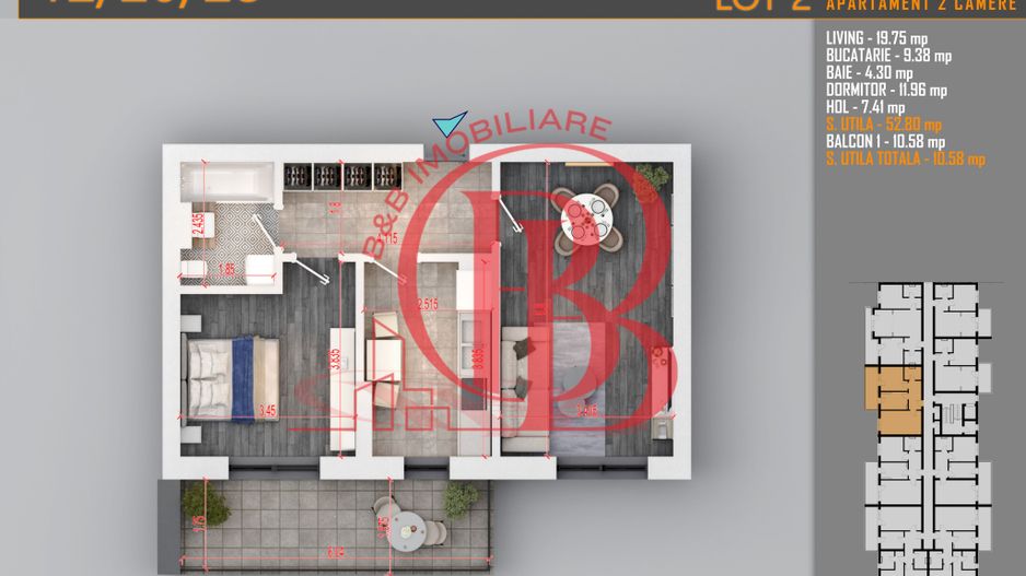 Apartament Decomandat 2 camere - Th. Pallady Metrou N. Teclu - Schiță 2