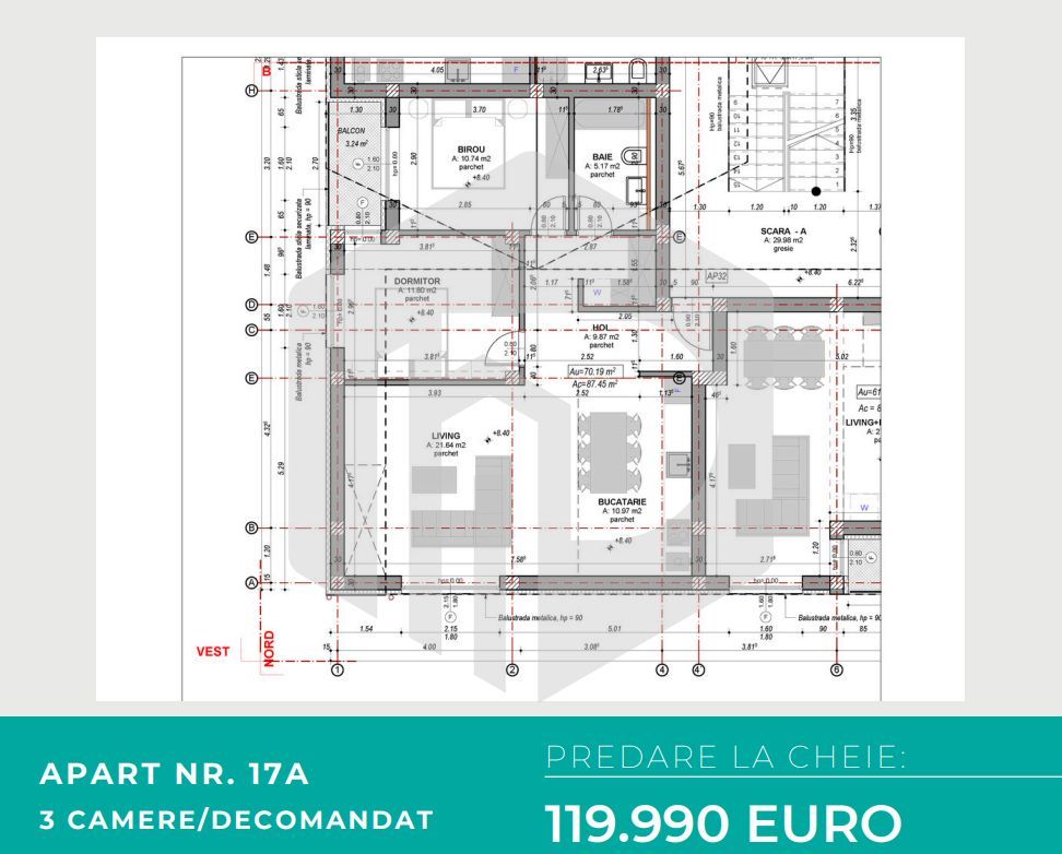 Apartament 3 camere - 670mpu + LA Cheie - Intabulat - Doamna Stanca - Poză 1