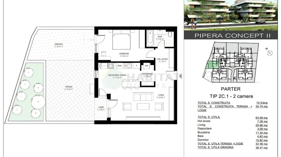 Apartament 2 camere | Parter | 68.72mp - Poză 4