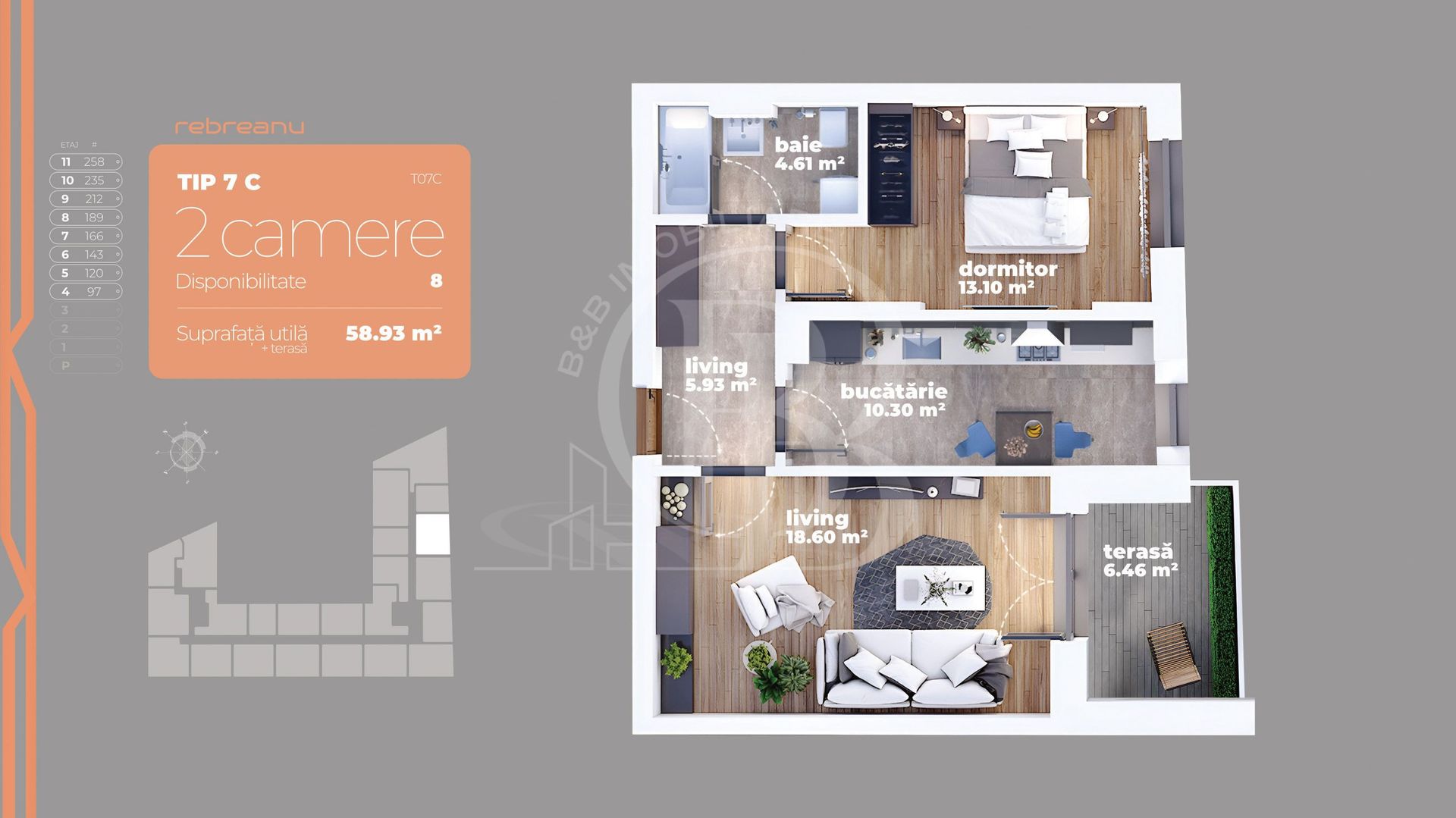 Liviu Rebreanu-Titan-Apartament 2 camere-Lidl Bratarii - Schiță 14