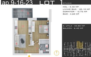 2 camere  -parcare inclusa -proiect nou -Pallady - Schiță 13