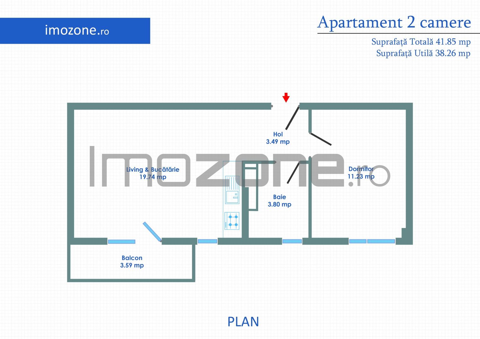 Str. Ghidigeni, zona Raul Doamnei, 2 cam. bloc nou, finisaje premium, Doar CASH - Schiță 17