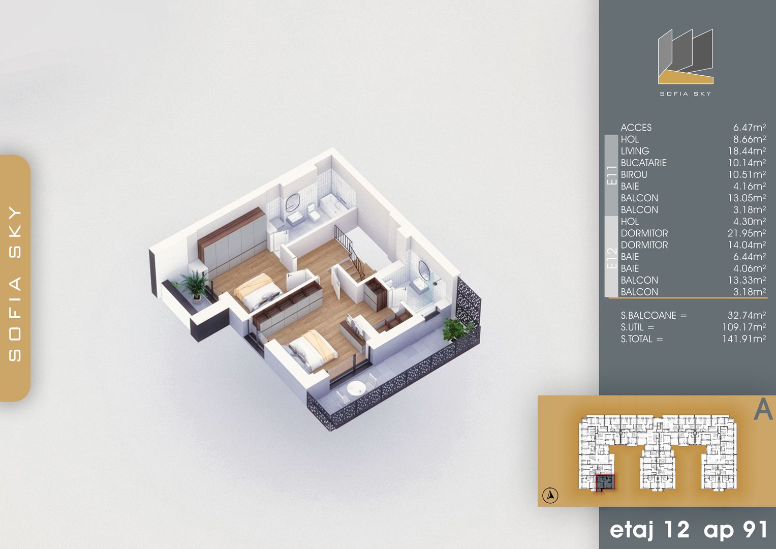 4 camere  duplex -  Titan Pallady  7 min Metrou N Teclu - Schiță 9