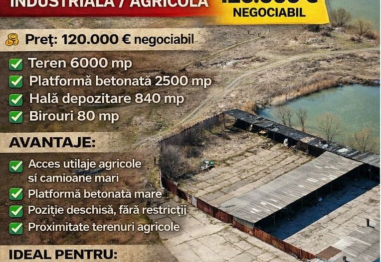 CONSTRUCȚIE EDILITARĂ, teren 6.000 mp, cu platforma betonată 2.500 mp, VASLUI; - Poză 2