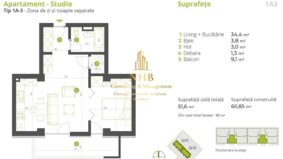 Studio modern in zona Starulesti - 61 mp - Ocazie Unica! - Poză 10