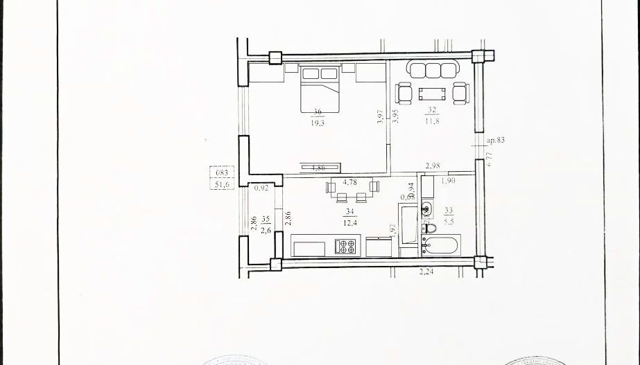 Vânzare, apartament, 2 cameră , str. Tudor Strișcă, Botanica - Schiță 22