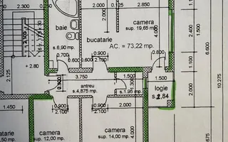 Apartament 3 camere/Etaj 1/Turnișor/Curte Interioară/Loc de parcare - Schiță 45
