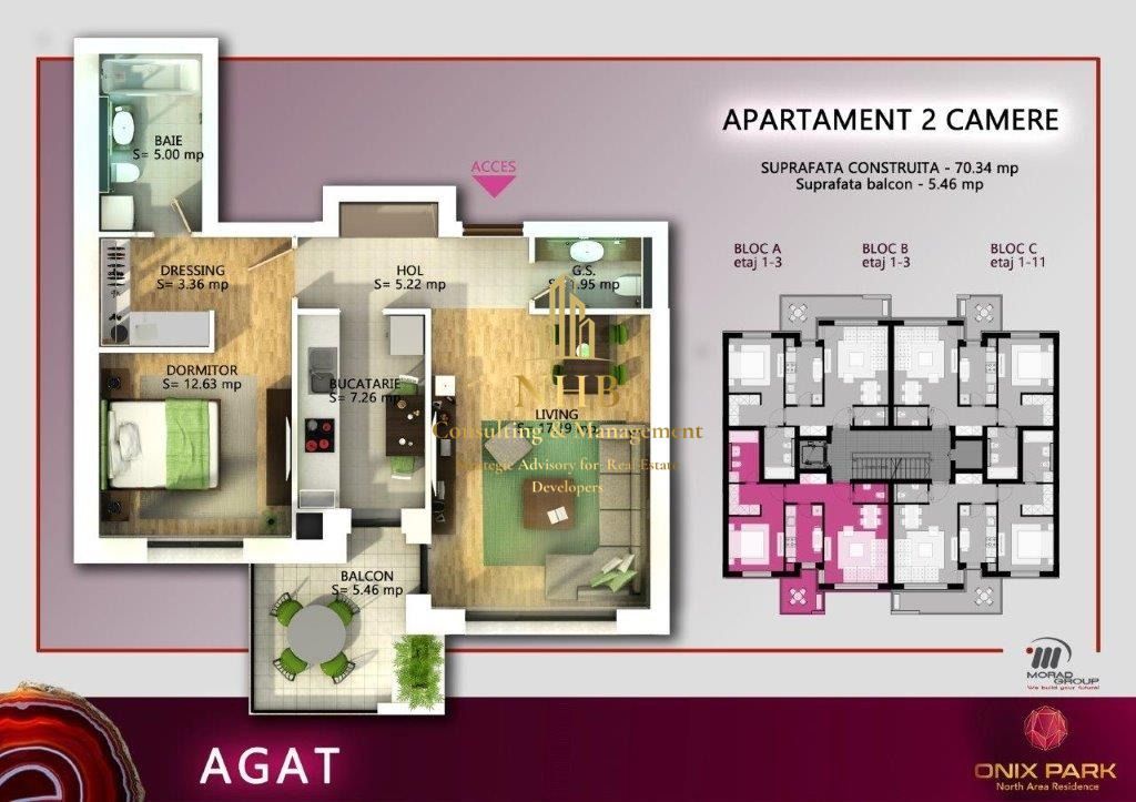 Apartament de vanzare -2 camere -mobilat si utilat complet -ONIX PIPERA - Poză 4