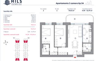 Vânzare, apartament, 3 camere tip 3A, HILS Sunrise, București - Poză 2