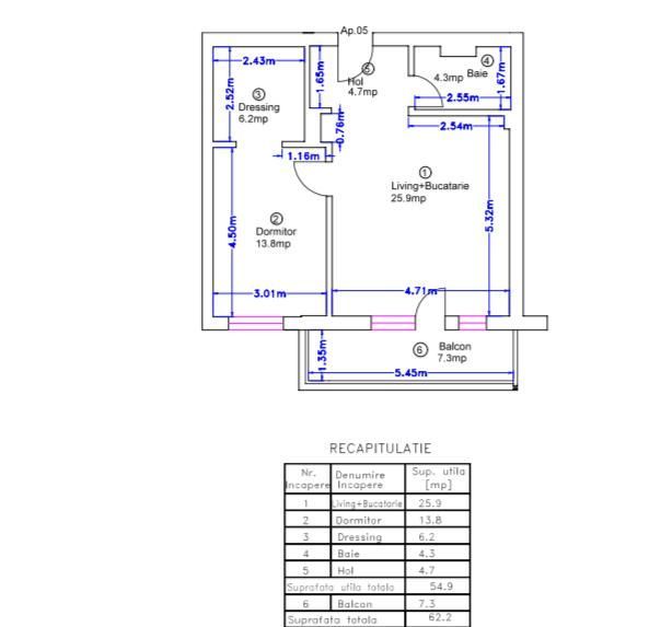 2 camere Pipera  Loc de parcare inclus - Schiță 13