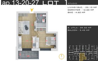 2 camere  -parcare inclusa -proiect nou -Pallady - Schiță 13