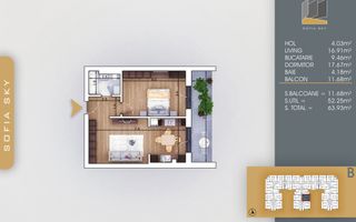 Apartament 2 camere spatios Titan Pallady  7 min Metrou Nicolae Teclu - Schiță 4