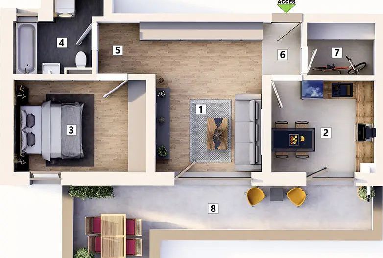 Apartament 2 camere cu loc de parcare inclus - Poză 18