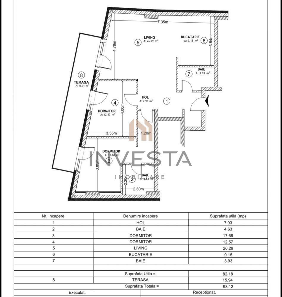 Penthouse cu 2 parcari subterane incluse bloc nou, Centru zona Decebal - Schiță 8