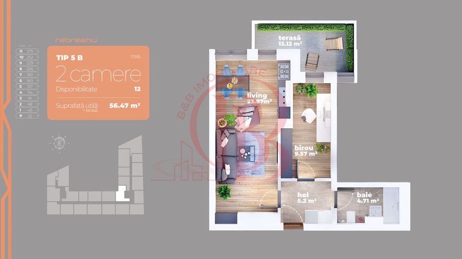 Apartament 2 camere Auchan Titan-Liviu Rebreanu - Schiță 2