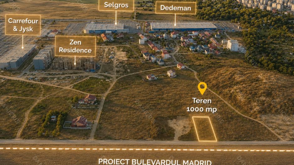 Teren intravilan 1.000 mp |  Zona Carrefour / Bd. Madrid | Comision 0% - Poză 1