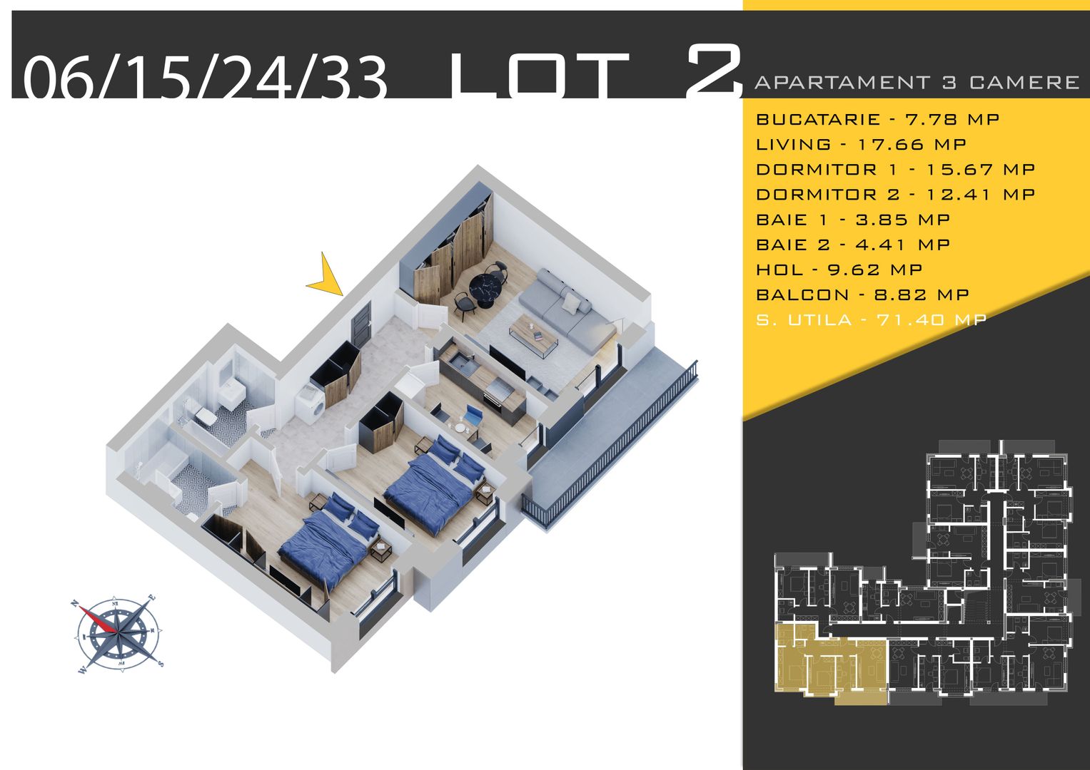 3 camere Parcare Bonus Titan Pallady Pret Promo de Lansare - Schiță 11