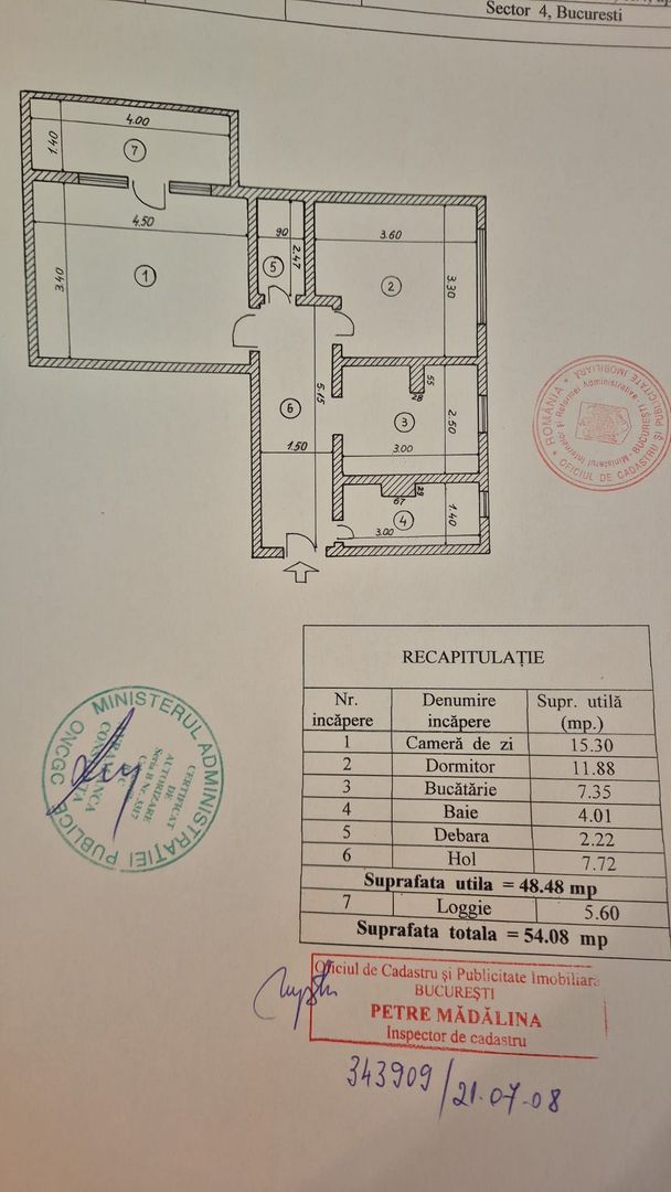 Apartament cu 2 camere 54,08 mp bloc an 1987 Tineretului comision 0% - Schiță 8