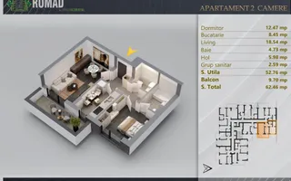 Apartament 2 camere Proiect Premium Panouri Fotovoltaice - Schiță 11