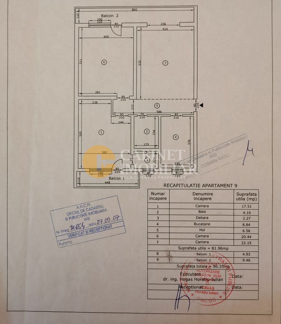 3 camere - Bucium - loc de parcare - 96mp - INTABULAT - Poză 2