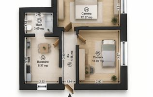 Apartament la cheie cu 2 camere la casa in Parneava Comision 0%