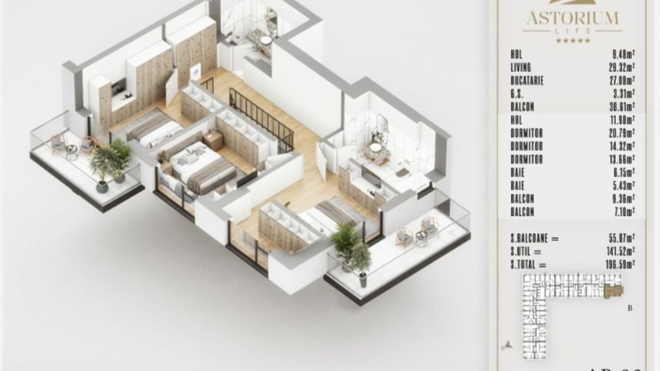 PENTHOUSE PESTE 141MP. UTILI IN PROIECTUL ASTORIUM LIFE! - Poză 9