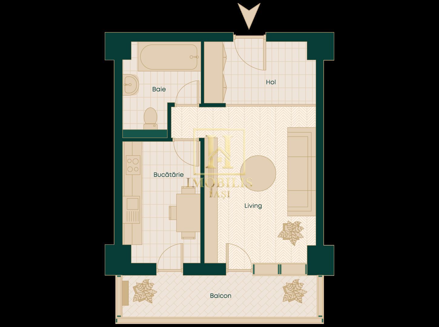 Apartament 1 camera +loc parcare intabulat Unirea Towers 103000 euro - Poză 4