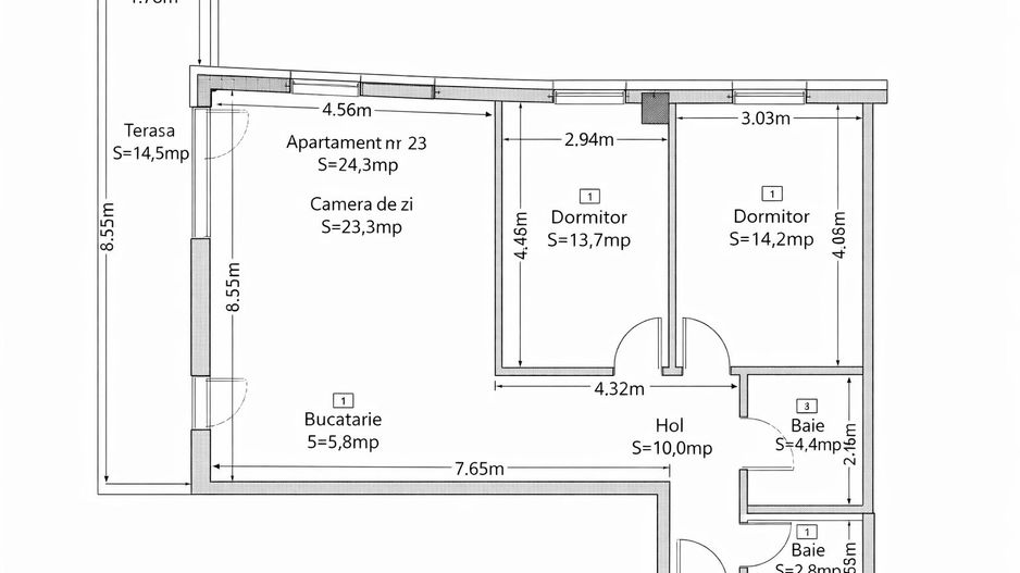 Apartament 3 camere - 74 mp - 2 Parcari -  Frunzisului - Poză 11