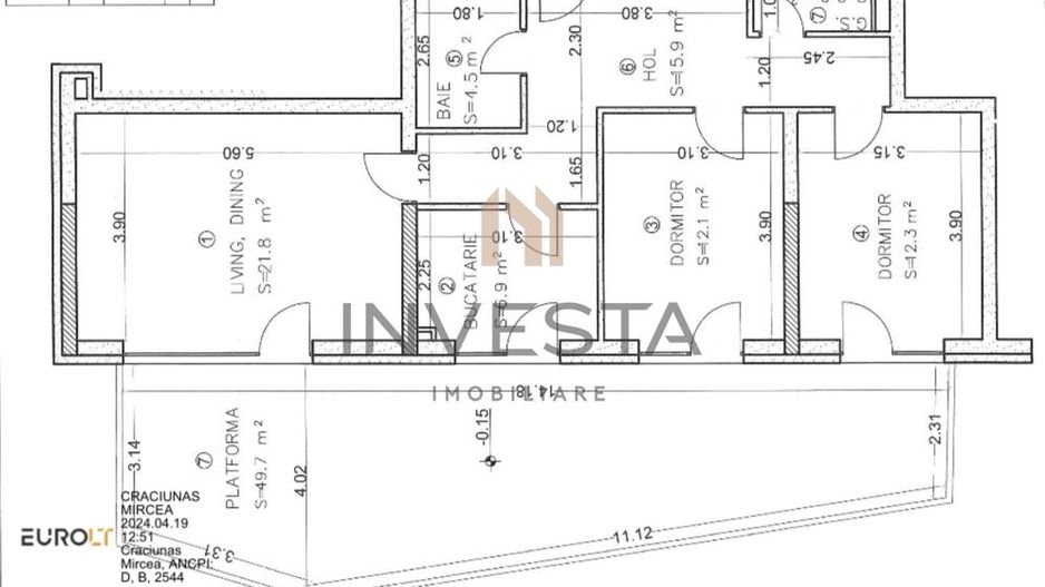 Apartament cu terasa de 49 mp/3 camere zona Baza sportiva Gheorgheni! - Schiță 10