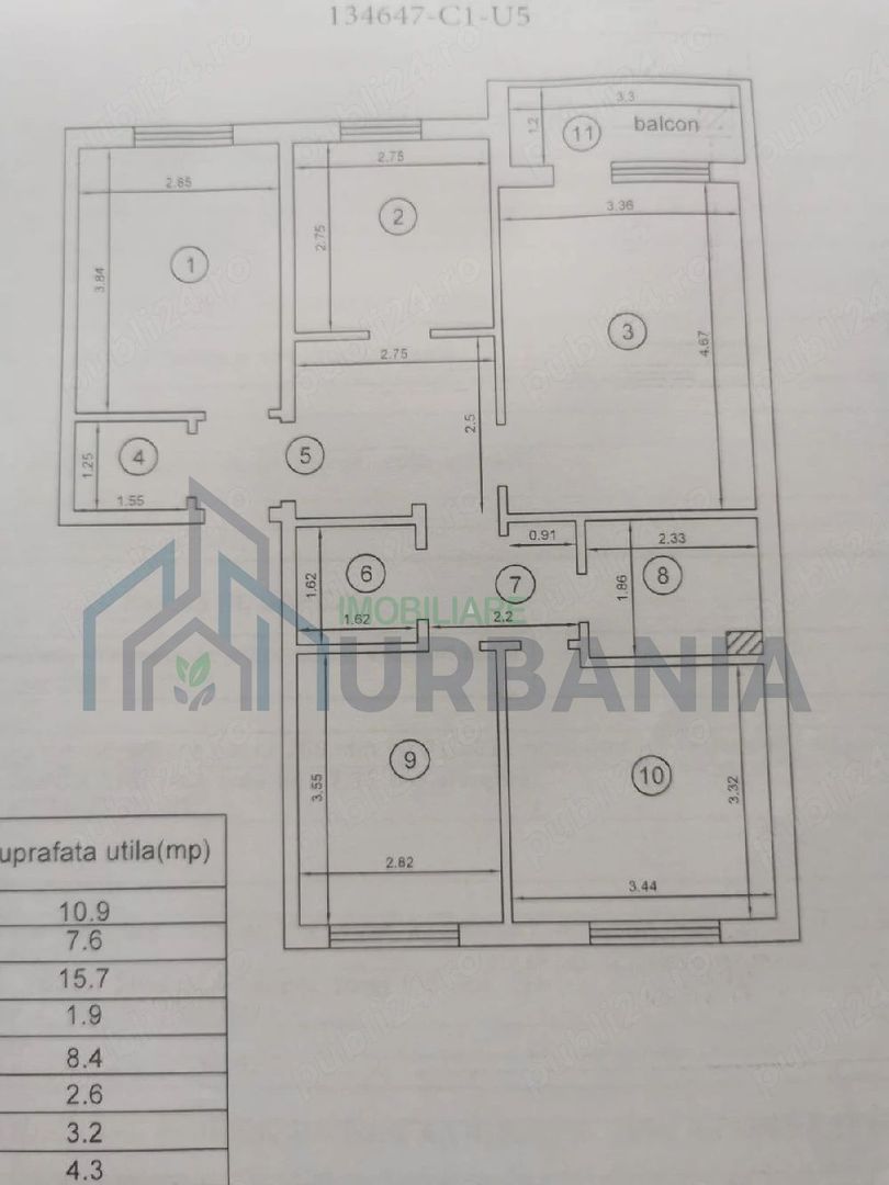 Apartament 4 camere, decomandat, etaj 3, Galata 1, Iași - Poză 1