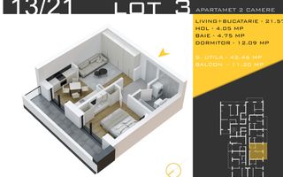 2 camere  Titan Pallady  Metrou Nicolae Teclu - Schiță 11
