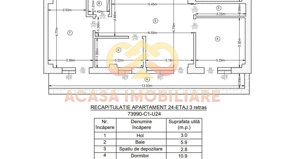 FINALIZAT   INTABULAT  APARTAMENT 3 CAMERE  79 mp VALEA LUPULUI - Poză 6
