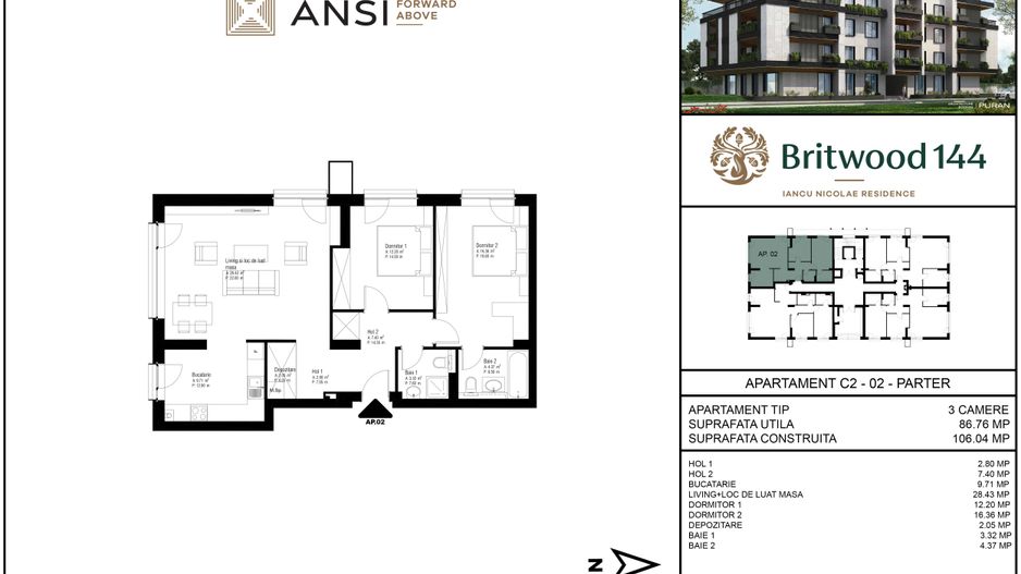 De vânzare apartament 3 camere – BRITWOOD 144, Iancu Nicolae - Poză 2