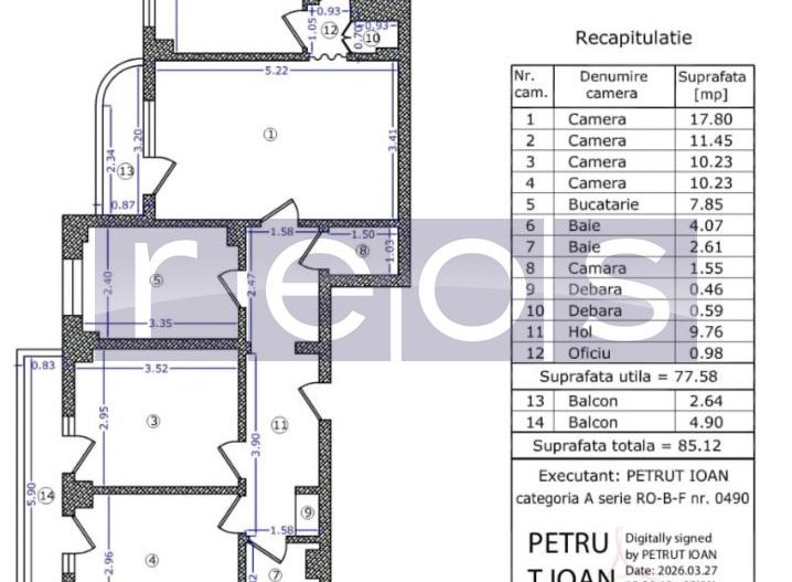 VANZARE 4 CAMERE | ETAJ 7 | 76 MP | CRANGASI | VEDERE PANORAMICA - Schiță 8