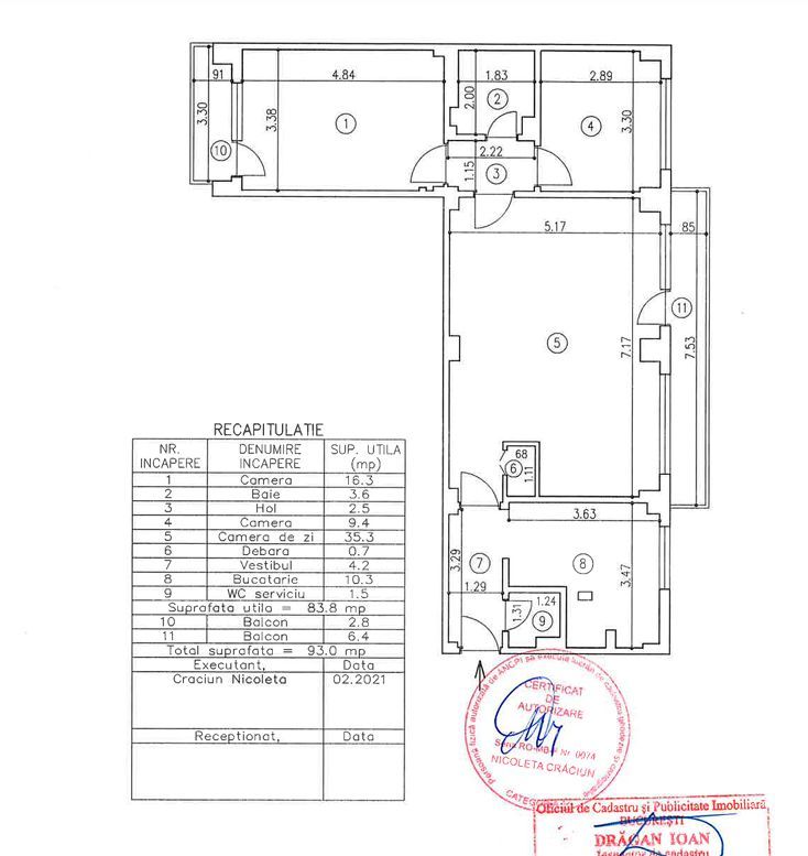 Vand apartament 3 camere  zona Stefan cel Mare - Schiță 17