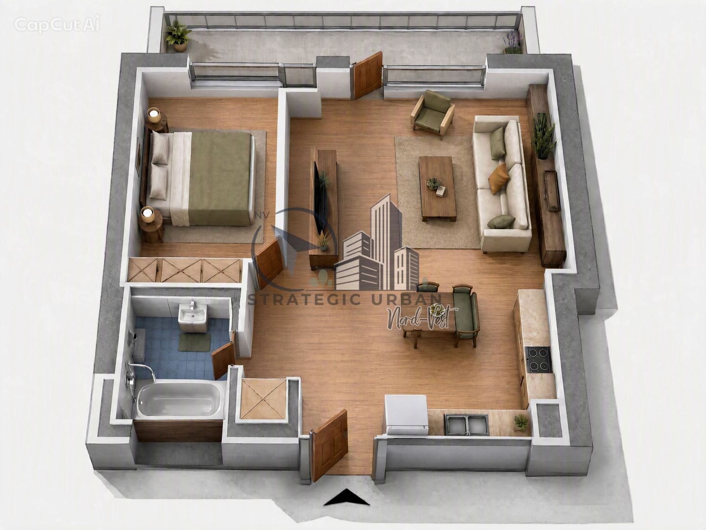 Apartament 2 camere, semifinisat, zona Vivo – proiect nou, etaj 1 - Poză 7