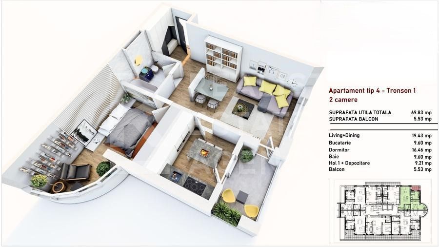 Vânzare, apartament, 2 camere, Brașov - Schiță 8