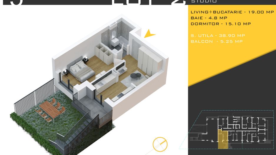 2 camere cu gradina Titan Pallady  Metrou Nicolae Teclu - Schiță 1