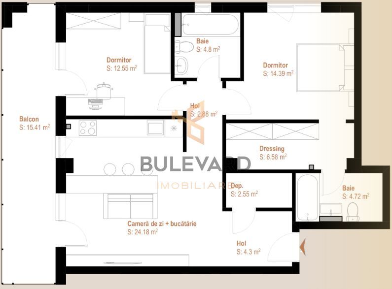 Apartament cu 3 camere, zona Vivo! - Poză 2