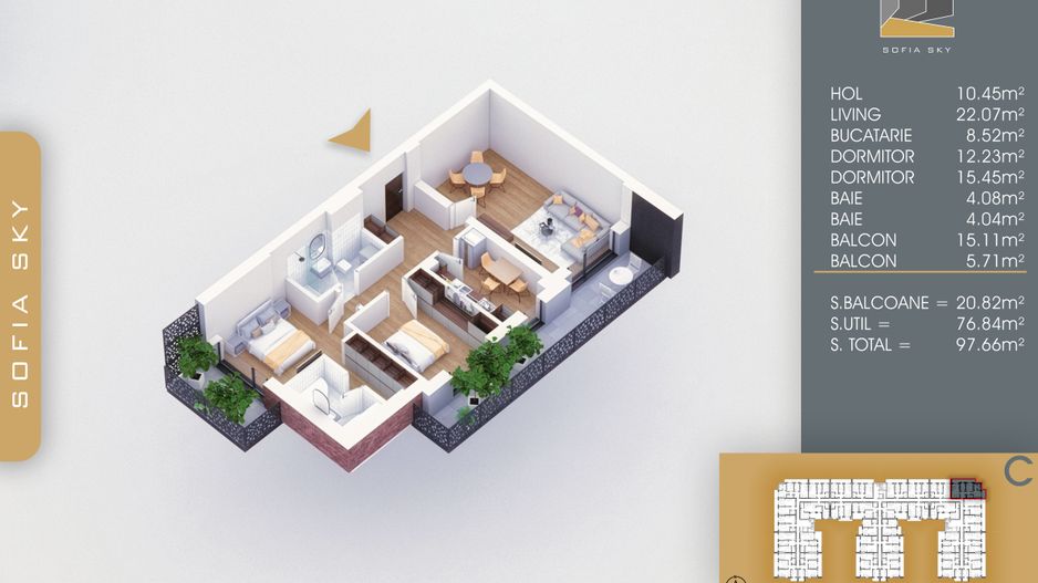 Apartament 3 camere decomandat  Titan Pallady  7 min Metrou Nicolae Teclu - Schiță 2