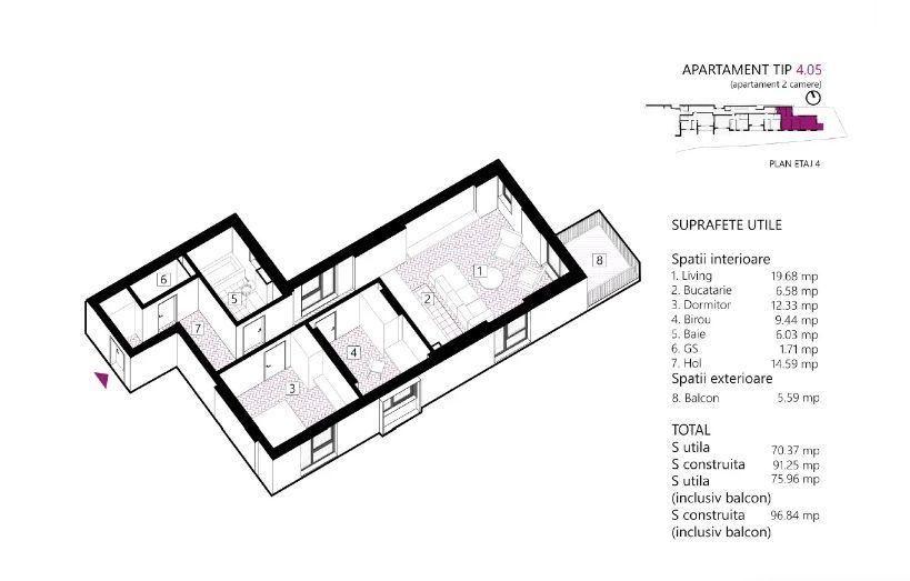 Apartament spatios 2 camere + office I Ultracentral I Eminescu - Poză 2