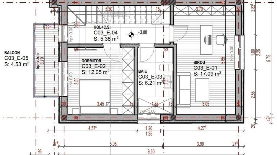 Vilă Triplex 4 Cam Arhitectură Modernă- Grădină Individuală -Panouri solare - Schiță 10