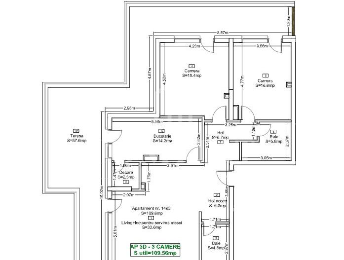 Penthouse 3 camere | Orientare Sud-Est | 0% comision | Seasons - Schiță 17