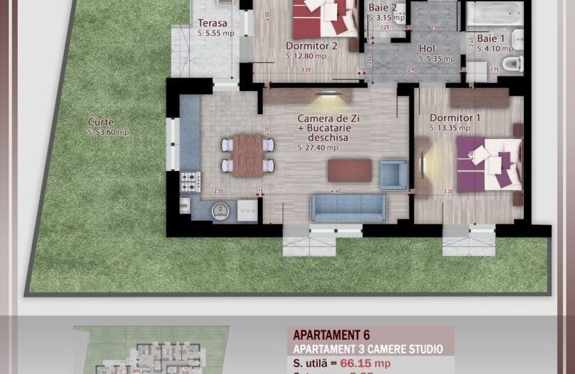 3 camere -gradina proprie Metrou Nicolae Teclu - Schiță 1