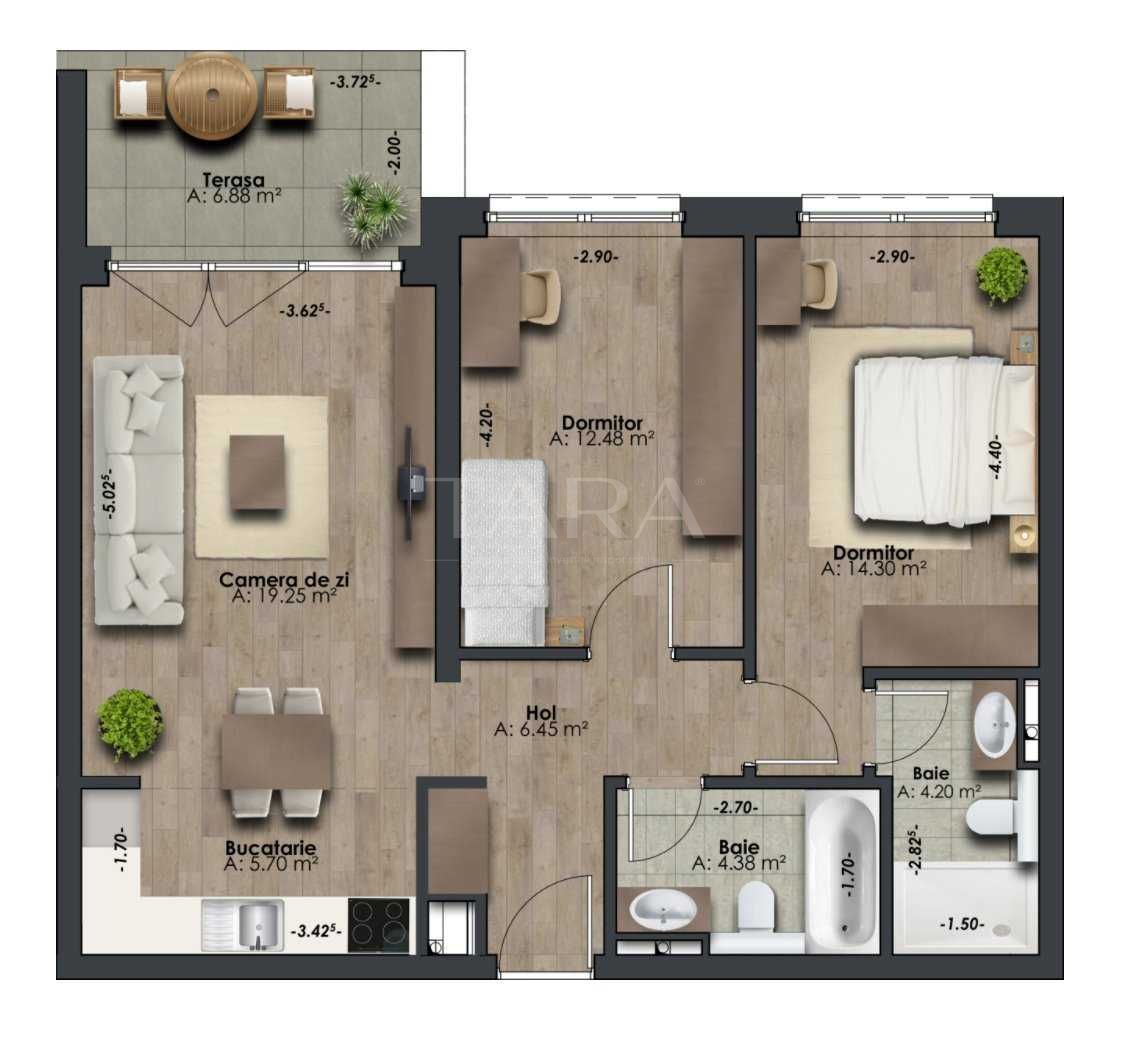 Apartament cu 2 dormitoare. Ansamblu imobiliar nou, semicentral. - Poză 1
