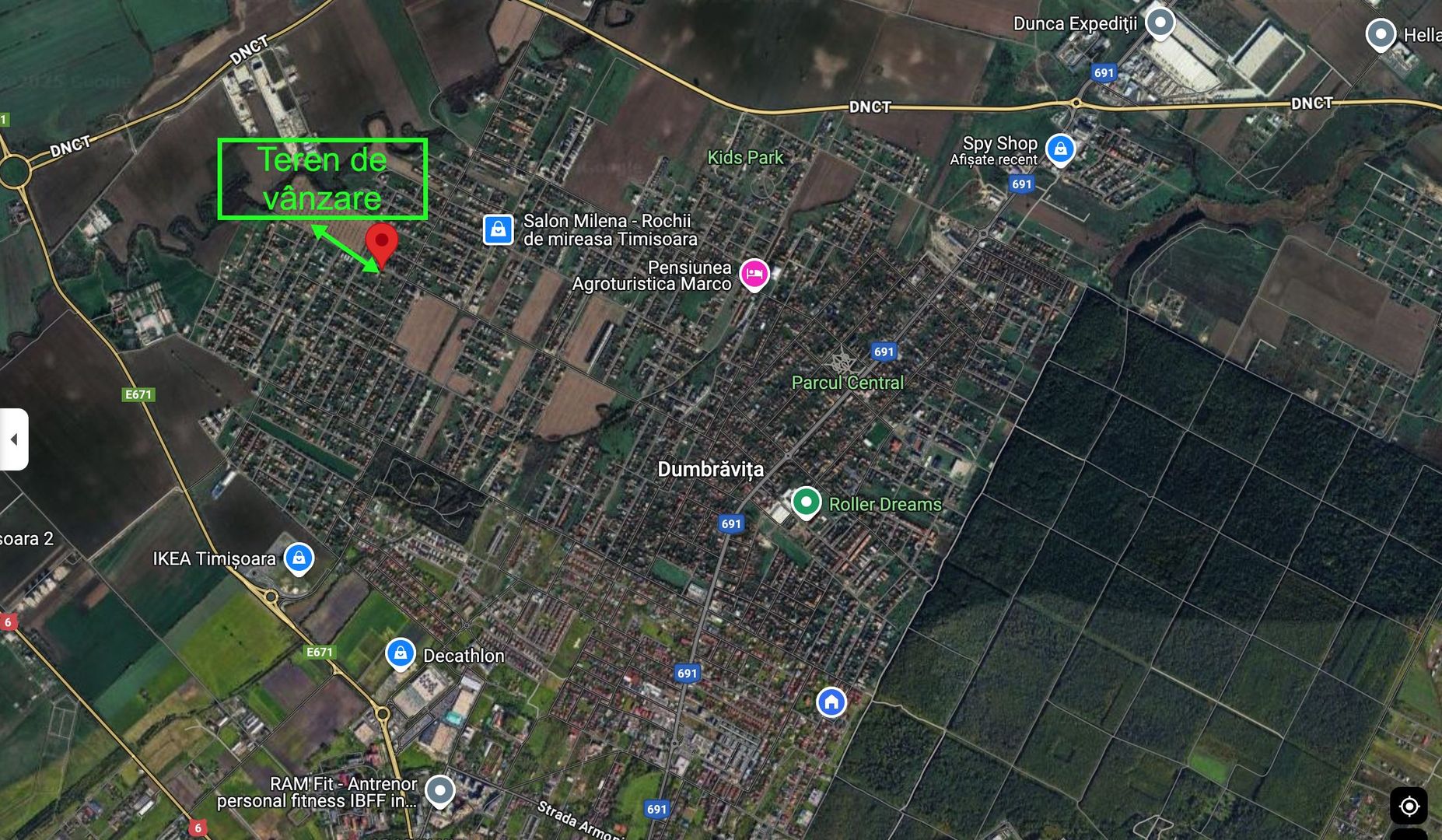 Teren in  Dumbrăvița – 800 mp, front 20 ml, pe Bulevardul Ion Creanga - Poză 3