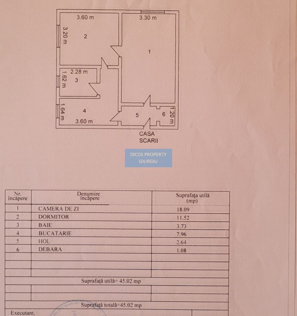 Apartament 2 camere, central, parter – Giurgiu - Schiță 7