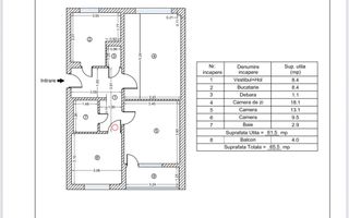 Apartament 3 camere bloc reabilitat metrou Raul Doamnei - Schiță 6